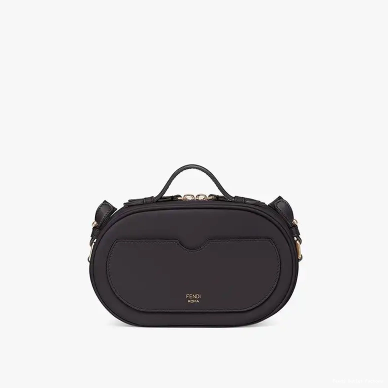 Vintage HOT Leather In Mini O'Lock Black Camera Case Fendi Calf 0706